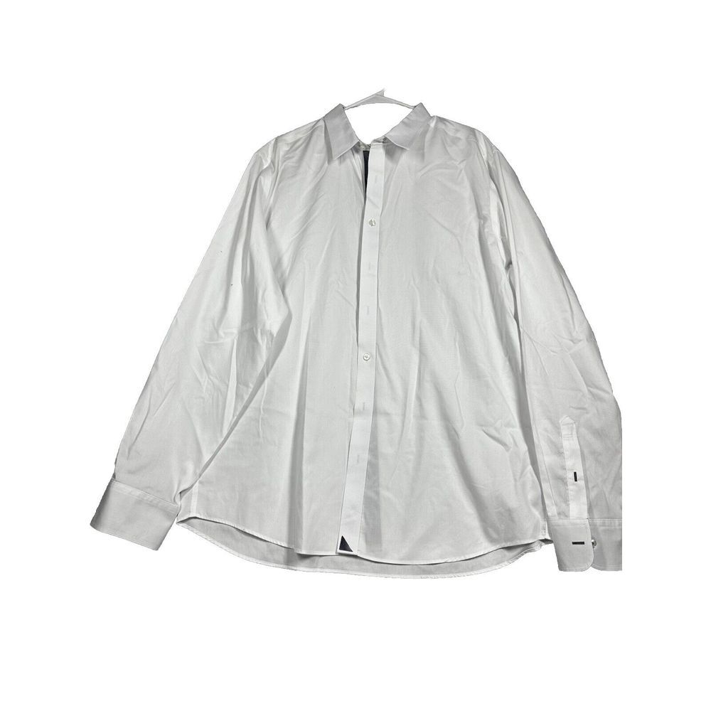UNTUCKit Mens 2XL White Wrinkle Free Long Sleeve Button Down Flip‎ Cuff Shirt